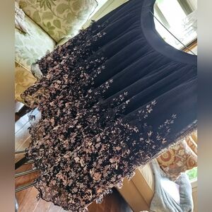 Pleated dimensional butterfly pink/black skirt